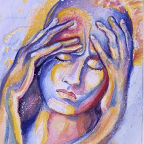 Illustration of a person holding their head, representing the pressure and discomfort commonly experienced with tension headaches.